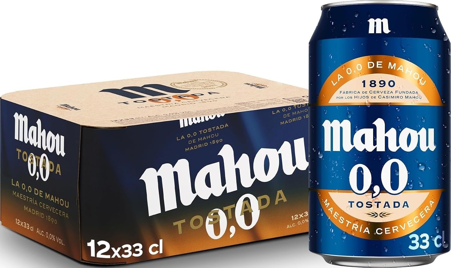 12x 33cl Cerveza Lager Sin Alcohol Mahou 0,0 Tostada